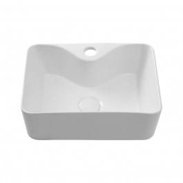 Cuba de Apoio Slim Retangular para Banheiro Louça Cerâmica 40x30cm Cornalina Branco