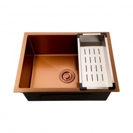 Cuba Gourmet para Cozinha Aço Inox 304 58x45cm Terena Dourado Rose