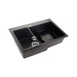 Cuba Gourmet para Cozinha com Escorredor Quartzo 68x46cm Aruak Preto