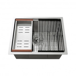 Cuba Gourmet para Cozinha com Acessórios Aço Inox 304 58x48cm Workstation Aruá Prata