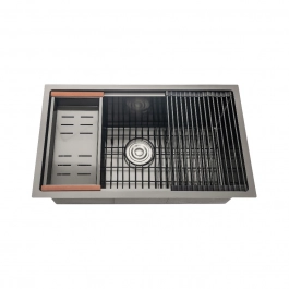 Cuba para Cozinha Gourmet Aço Inox 304 Workstation Com Acessórios Jarauara 76x45 cm Preto