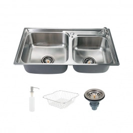 Cuba Dupla Gourmet para Cozinha Aço Inox 201 78x43cm Potiguara Prata