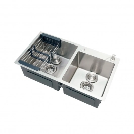 Cuba Dupla Gourmet para Cozinha Aço Inox 304 78x43cm Awá Prata