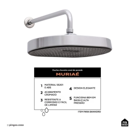 Ducha chuveiro oval de parede Muriaé - Prata