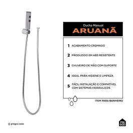 Ducha Manual Aruanã Pingoo.casa - Prata