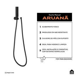 Ducha Manual Aruanã Pingoo.casa - Preto