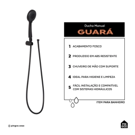 Ducha Manual Guará Pingoo.casa - Preto