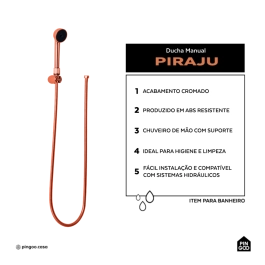 Ducha Manual Piraju Pingoo.casa - Dourado Rose