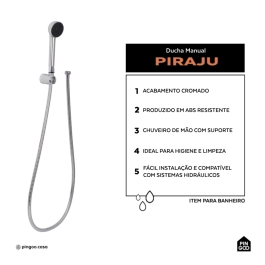 Ducha Manual Piraju Pingoo.casa - Prata