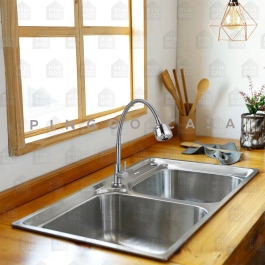 Cuba para Cozinha Pia Inox Com Acessórios e Lixeira Potiguara e Torneira Gourmet Jaguaribe Pingoo.casa