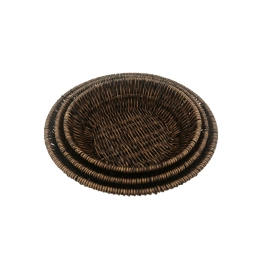 Jogo de 3 Cestos Redondo Rattan Rustic - Mimo Style