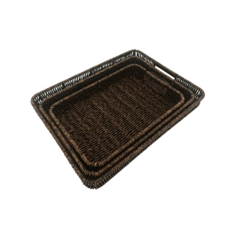 Jogo de 3 Cestos Retangular Rattan Rustic - Mimo Style