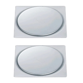 Kit 02 Ralos Click Up Quadrado para Chão 10cm Inox Prata