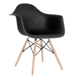 Kit 1 cadeiras Charles Eames DAW com braços + 2 cadeiras Eiffel DSW - Preto Kit 1 cadeiras Charles Eames DAW com braços + 2 cadeiras Eiffel DSW - Preto