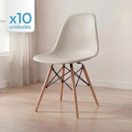 Kit 10 Cadeiras de jantar Charles Eames Eiffel DSW em Polipropileno - Nude Kit 10 Cadeiras de jantar Charles Eames Eiffel DSW em Polipropileno - Nude
