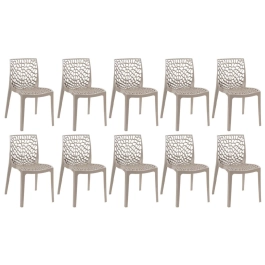 Kit 10 Cadeiras de jantar Gruvyer com design contemporâneo e anatômico - Nude