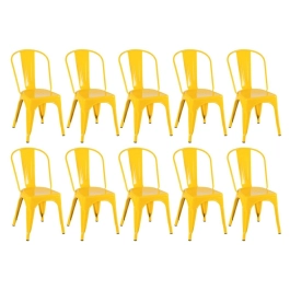 Kit 10 Cadeiras de jantar Iron Tolix com design industrial – Amarelo