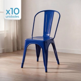 Kit 10 Cadeiras de jantar Iron Tolix com design industrial – Azul Escuro