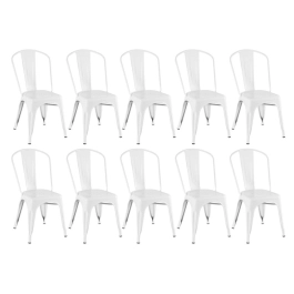 Kit 10 Cadeiras de jantar Iron Tolix com design industrial – Branco