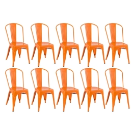 Kit 10 Cadeiras de jantar Iron Tolix com design industrial – Laranja