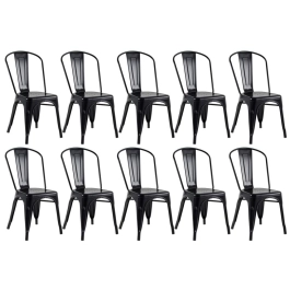 Kit 10 Cadeiras de jantar Iron Tolix com design industrial - Preto Semibrilho