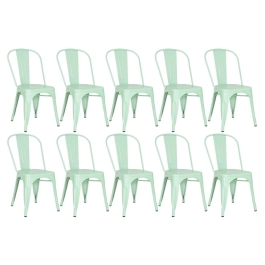 Kit 10 Cadeiras de jantar Iron Tolix com design industrial – Verde Claro