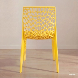 Kit 12 Cadeiras de jantar Gruvyer com design contemporâneo e anatômico - Amarelo