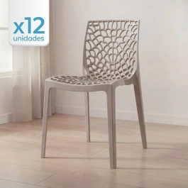 Kit 12 Cadeiras de jantar Gruvyer com design contemporâneo e anatômico - Nude Kit 12 Cadeiras de jantar Gruvyer com design contemporâneo e anatômico - Nude