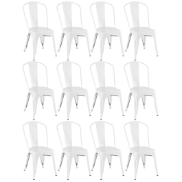 Kit 12 Cadeiras de jantar Iron Tolix com design industrial – Branco