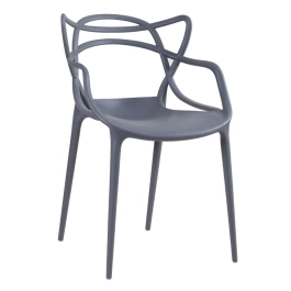 Kit 12 Cadeiras de jantar Master Allegra Design Moderno em Polipropileno - Cinza escuro
