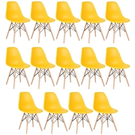 Kit 14 Cadeiras de jantar Charles Eames Eiffel DSW em Polipropileno - Amarelo Kit 14 Cadeiras de jantar Charles Eames Eiffel DSW em Polipropileno - Amarelo