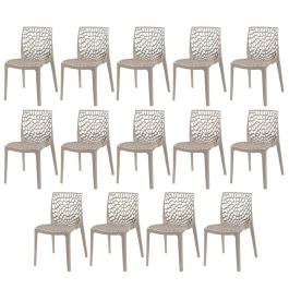 Kit 14 Cadeiras de jantar Gruvyer com design contemporâneo e anatômico - Nude