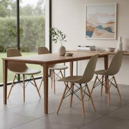 Kit 16 Cadeiras de jantar Charles Eames Eiffel DSW em Polipropileno - Nude