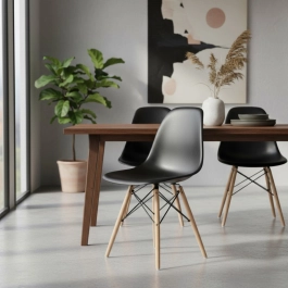 Kit 16 Cadeiras de jantar Charles Eames Eiffel DSW em Polipropileno - Preto