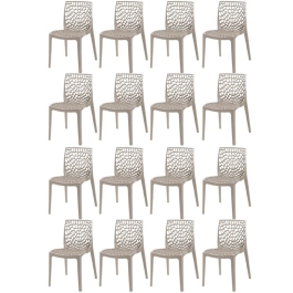 Kit 16 Cadeiras de jantar Gruvyer com design contemporâneo e anatômico - Nude