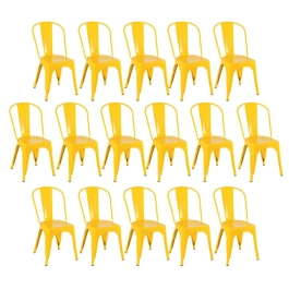 Kit 16 Cadeiras de jantar Iron Tolix com design industrial – Amarelo