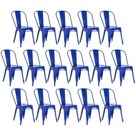 Kit 16 Cadeiras de jantar Iron Tolix com design industrial – Azul Escuro Kit 16 Cadeiras de jantar Iron Tolix com design industrial – Azul Escuro