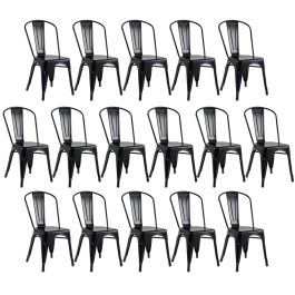 Kit 16 Cadeiras de jantar Iron Tolix com design industrial - Preto Semibrilho