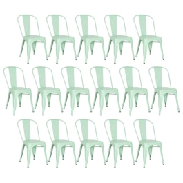 Kit 16 Cadeiras de jantar Iron Tolix com design industrial – Verde Claro