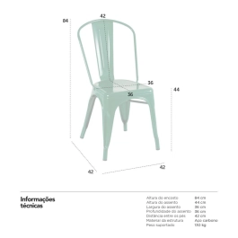 Kit 16 Cadeiras de jantar Iron Tolix com design industrial – Verde Escuro