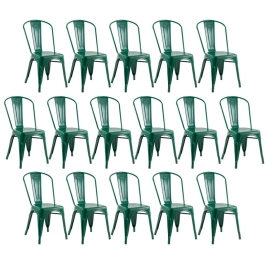 Kit 16 Cadeiras de jantar Iron Tolix com design industrial – Verde Escuro