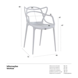 Kit 16 Cadeiras de jantar Master Allegra Design Moderno em Polipropileno - Cinza escuro