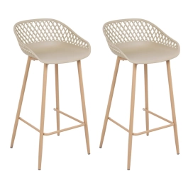 Kit 2 Banquetas alta para bancada Clarice Cloe com base de metal – Nude