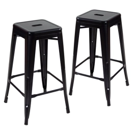 Kit 2 Banquetas alta para bancada Iron Tolix 76 cm - Preto semibrilho