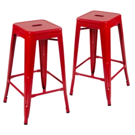 Kit 2 Banquetas alta para bancada Iron Tolix 76 cm – Vermelho