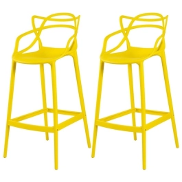 Kit 2 Banquetas alta para bancada Master Allegra em Polipropileno 78 cm - Amarelo