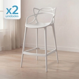 Kit 2 Banquetas alta para bancada Master Allegra em Polipropileno 78 cm - Branco