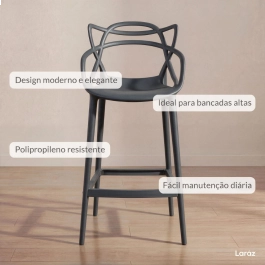 Kit 2 Banquetas alta para bancada Master Allegra em Polipropileno 78 cm - Cinza escuro