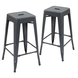 Kit 2 banquetas altas para bancada Iron Tolix 76 cm – Cinza Escuro