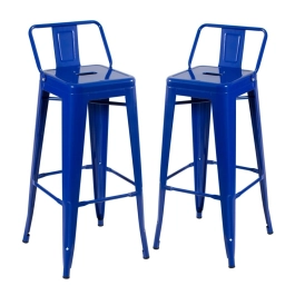 Kit 2 banquetas altas para bancada Iron Tolix com encosto 76 cm – Azul escuro
